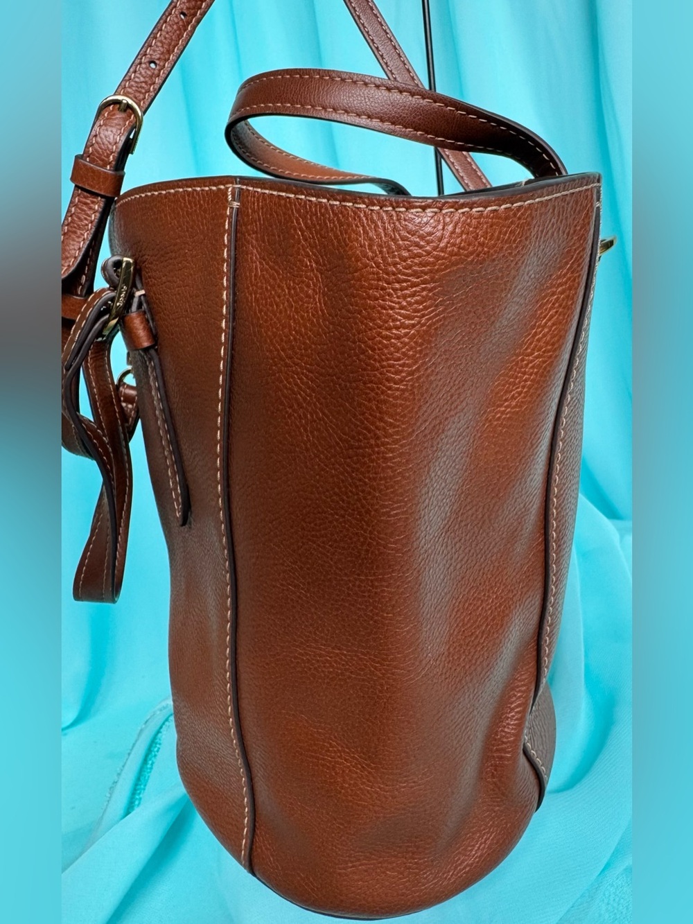 Fossil Brown Leather Large Shoulder Handbag Purse - Picture 4 of 8